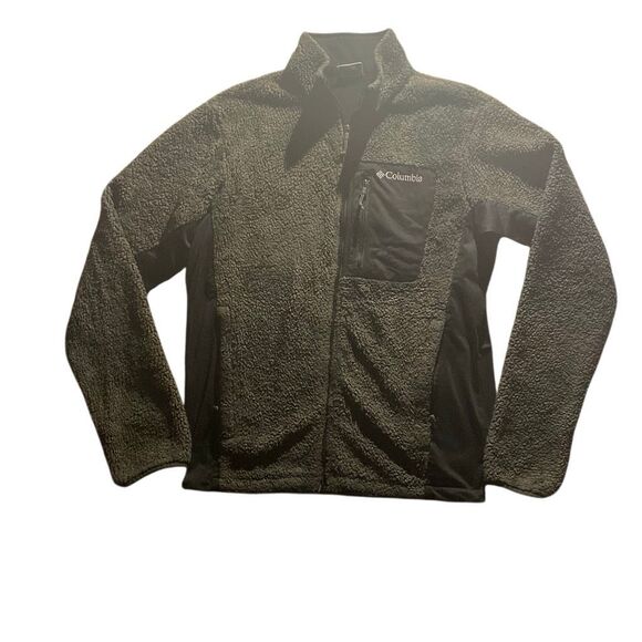 Columbia Sherpa Fleece Full Zip Jacket Women’s Medium green black - Picture 1 of 6